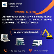 04.III.2026 online dr Małgorzata Rzeszutek - Amortyzacja podatkowa i rachunkowa środków trwałych w świetle nowej struktury JPK Środki Trwałe