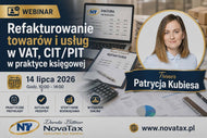 14.VII.2026 online Patrycja Kubiesa  Refakturowanie towarów i usług w VAT, CIT/PIT w praktyce księgowej